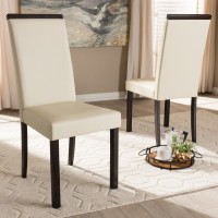 Baxton Studio LW120-Cream-DC Daveney Modern and Contemporary Cream Faux Leather Upholstered Dining Chair (Set of 2)
